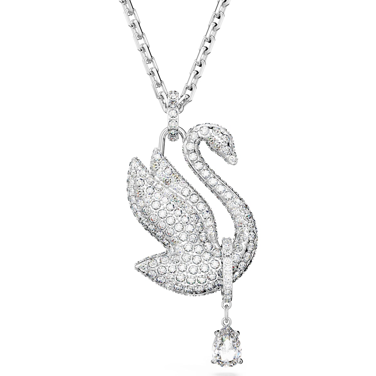 Swarovski Iconic Swan necklace, Swan, Long, White, Rhodium plated 5647546