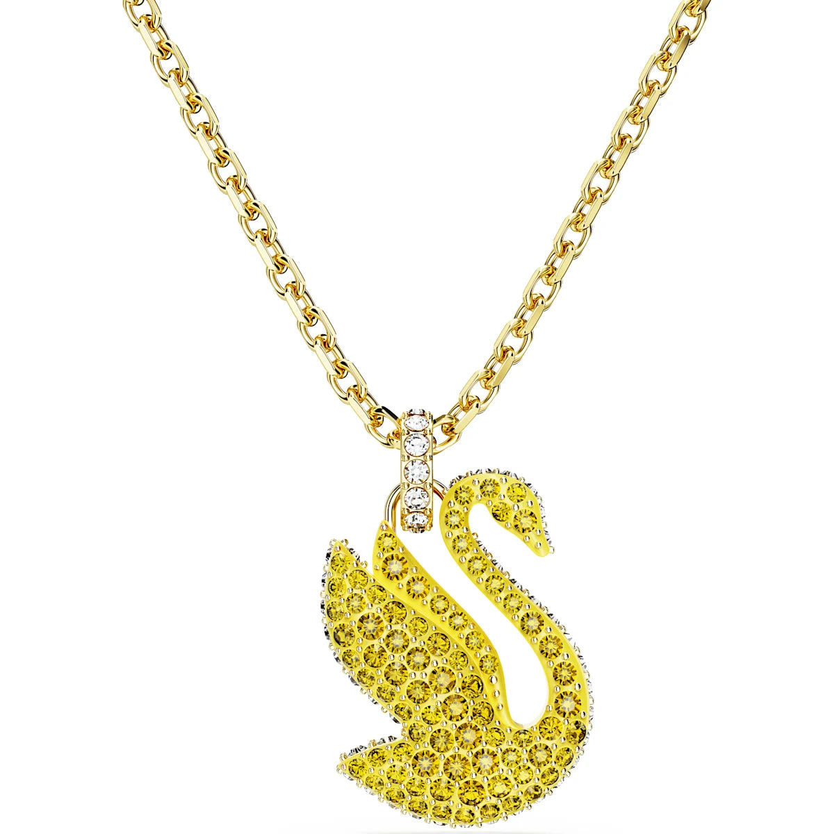 Colgante Swarovski Iconic Swan, Cisne, Mediano, Amarillo, Baño en tono oro 5647553- Discontinuado 