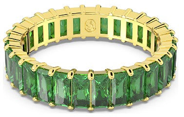 Swarovski Matrix ring, Baguette cut, Green, Gold-tone plated - 5648909