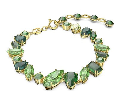 Swarovski Gema bracelet, Mixed cuts, Green, Gold-tone plated - 5652822