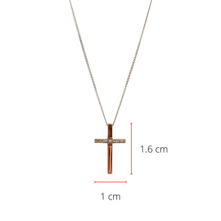 Colgante de cruz de diamantes de 0,02 quilates en oro blanco y rosa de 10 quilates, 18"