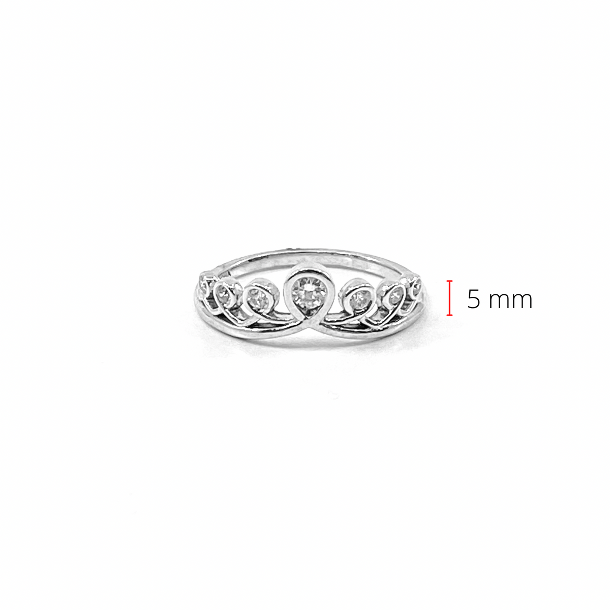 10K White Gold 0.20cttw Diamond Crown Ring, size 6.5