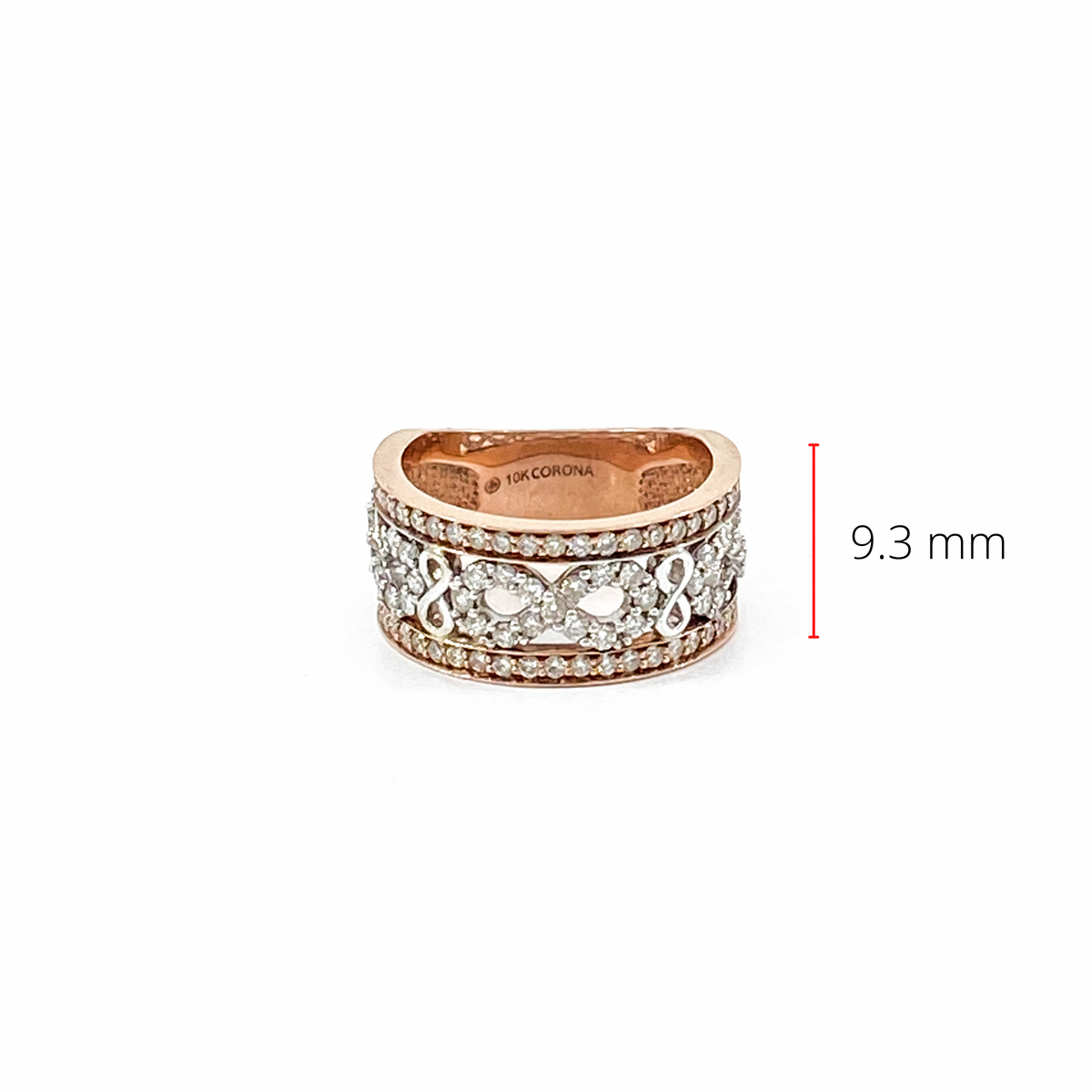 10K White &amp; Rose Gold 1.00cttw Diamond Infinity Ring, size 6.5