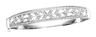Brazalete de diamantes de 0,56 quilates en oro blanco de 10 quilates, 7"