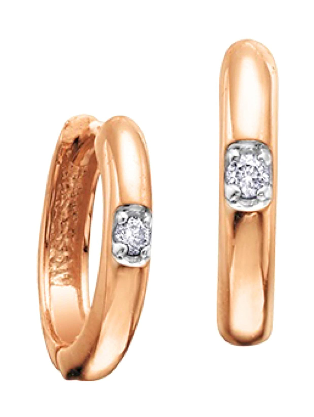 Aretes de diamantes canadienses de talla redonda de 0,05 quilates en oro rosa de 10 quilates