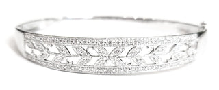 Brazalete de diamantes de 0,56 quilates en oro blanco de 10 quilates, 7"