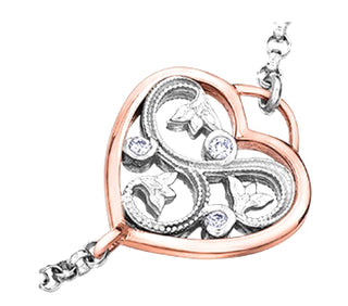 Brazalete de diamantes canadienses de 0,05 quilates en oro blanco y rosa de 14 quilates, 7"