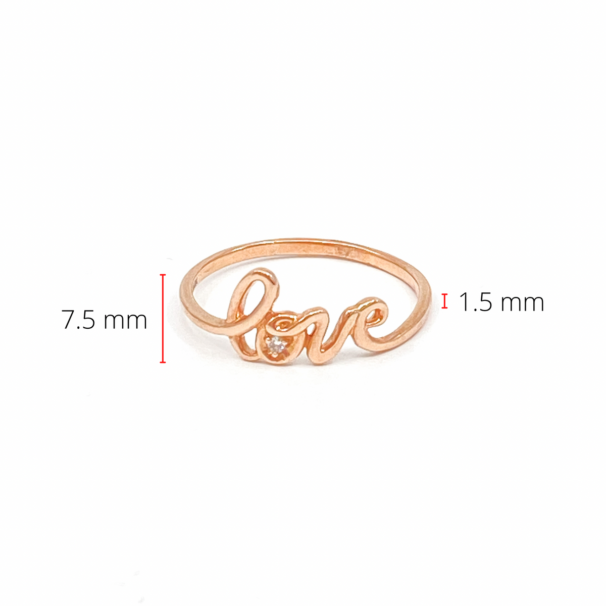 10K Rose Gold 0.01cttw Diamond Love Ring, size 6.5