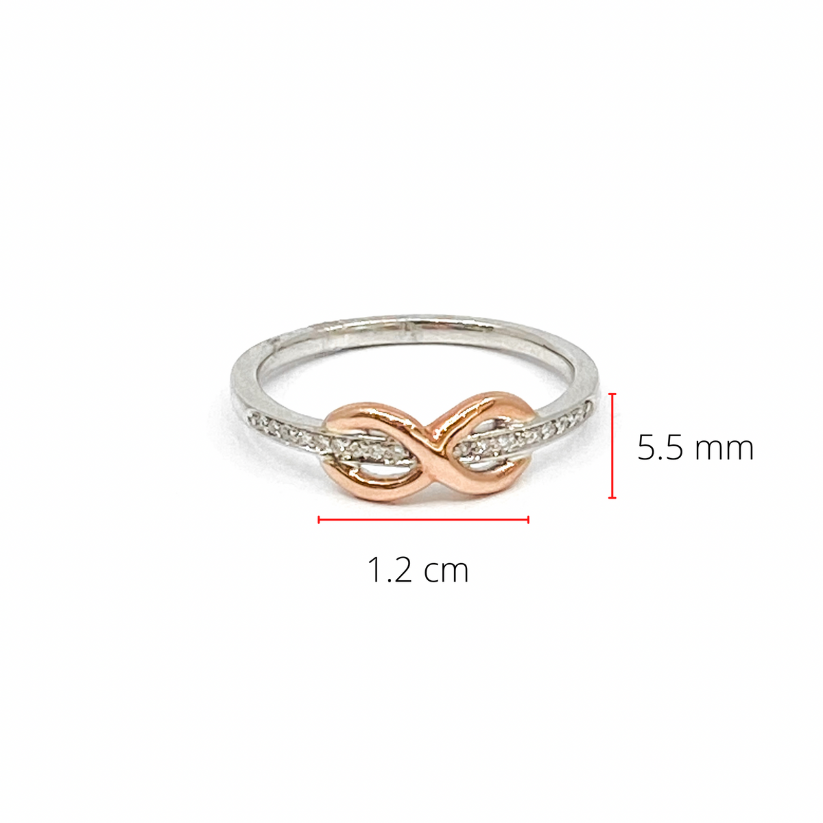 10K White &amp; Rose Gold 0.05cttw Diamond Infinity Ring