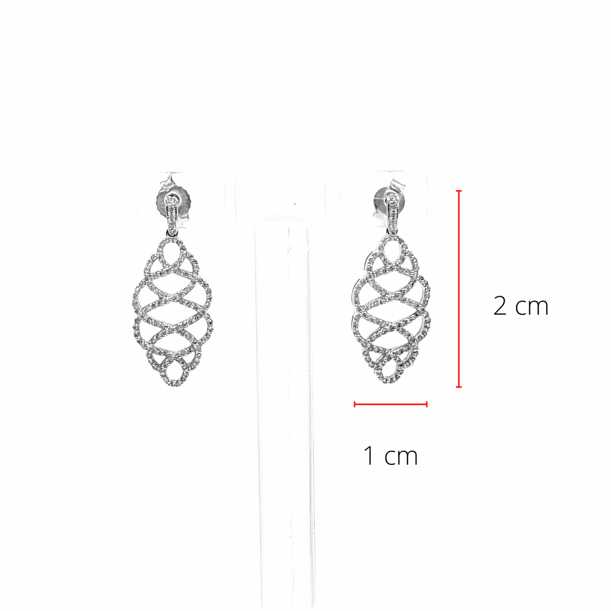 14K White Gold 0.52cttw Round Cut Diamond Dangle Earrings