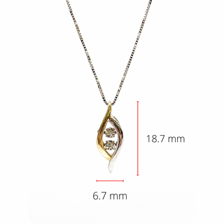 Colgante de oro blanco y amarillo de 10 quilates con diamantes de 0,02 quilates, 18"
