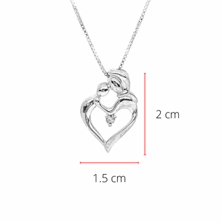 Colgante de plata de ley con diamantes canadienses de 0,011 quilates para madre e hijo, 18"