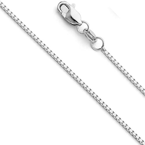 10K White Gold 1.65mm Box Chain with Lobster Clasp - 24 Inches