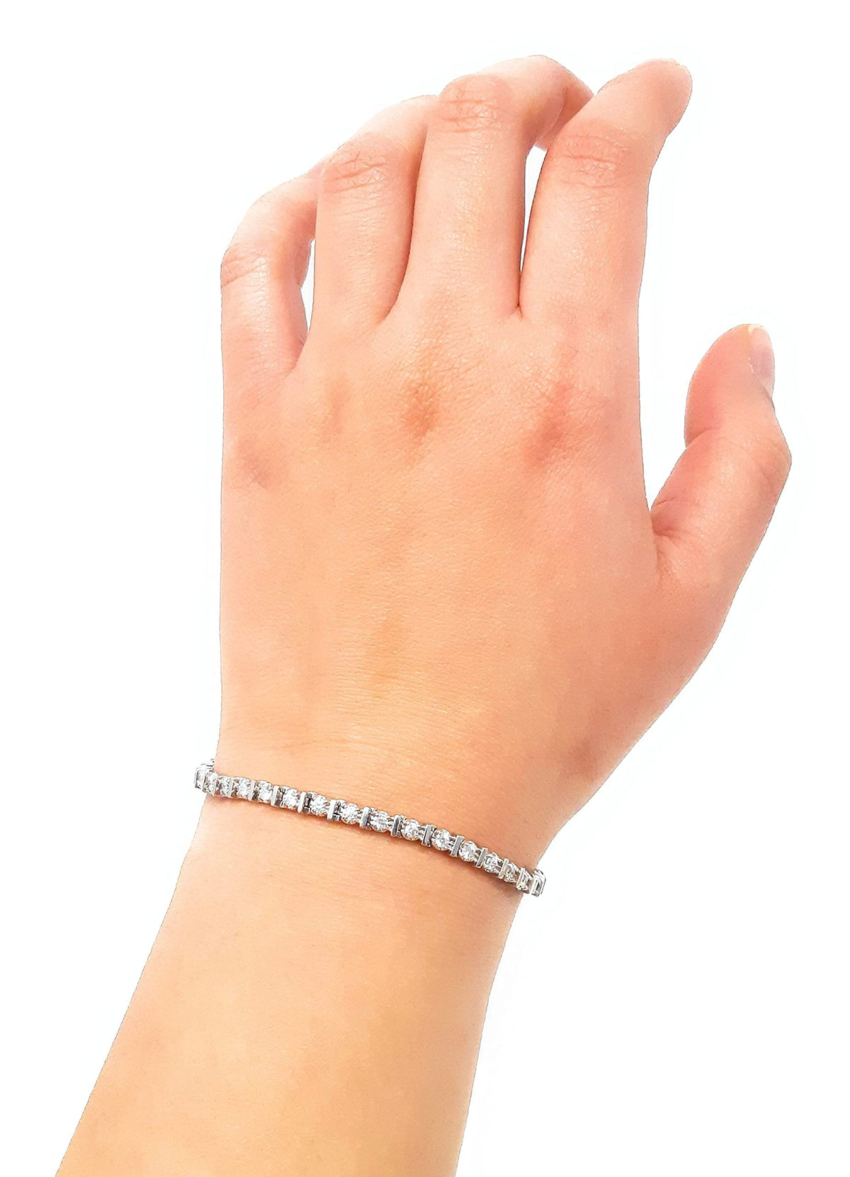 Brazalete de tenis con diamantes de 2,00 quilates en oro blanco de 10 quilates, 7&quot;