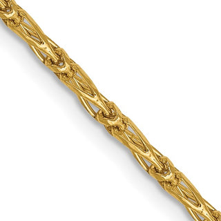 Cadena Franco de eslabones largos con corte de diamante de 14 quilates y 1,6 mm