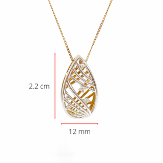 Colgante de diamantes de 0,06 quilates en oro blanco y amarillo de 10 quilates, 18"