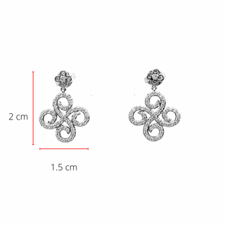 Pendientes colgantes tipo candelabro de diamantes de 0,50 quilates de oro blanco de 10 quilates