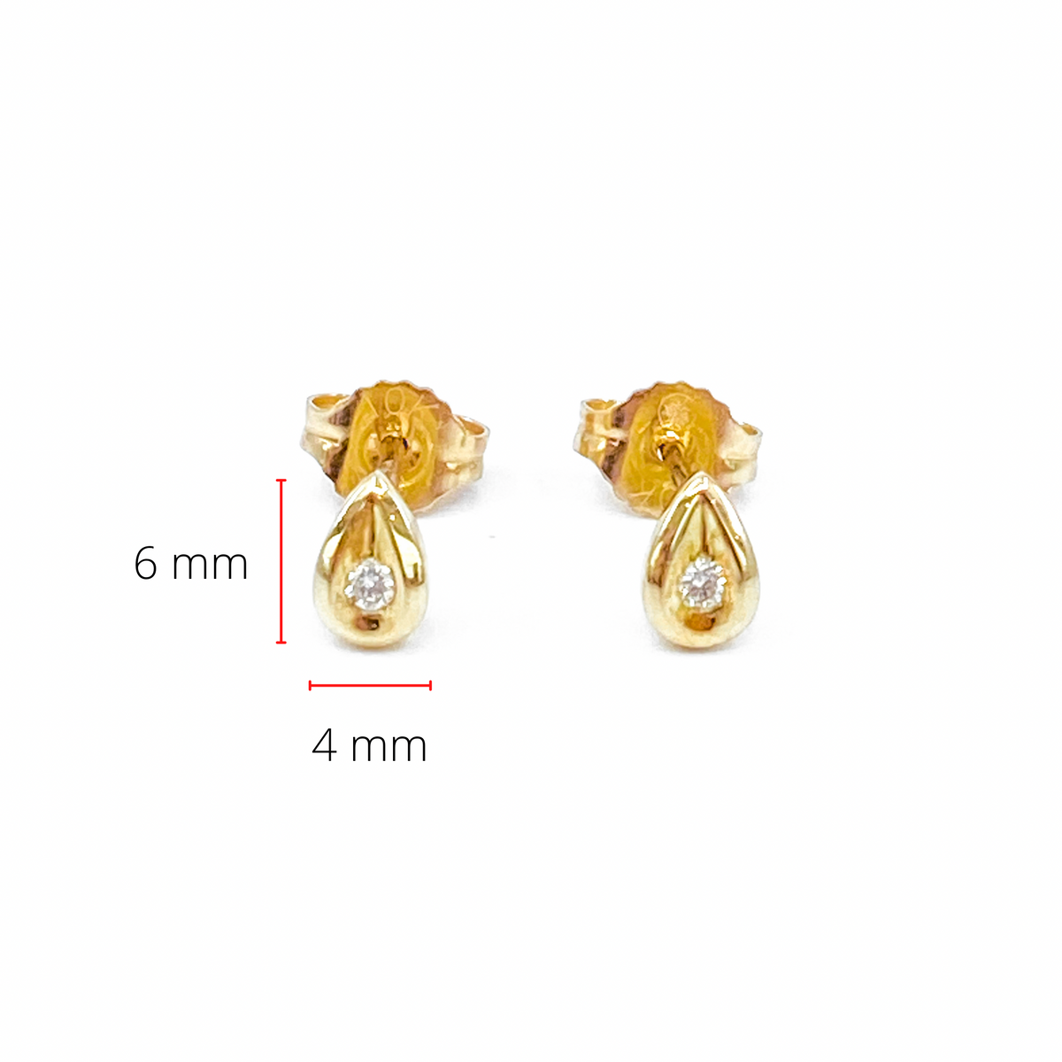 10K Yellow Gold 0.04cttw Round Cut Diamond Stud Leaf Design Earring