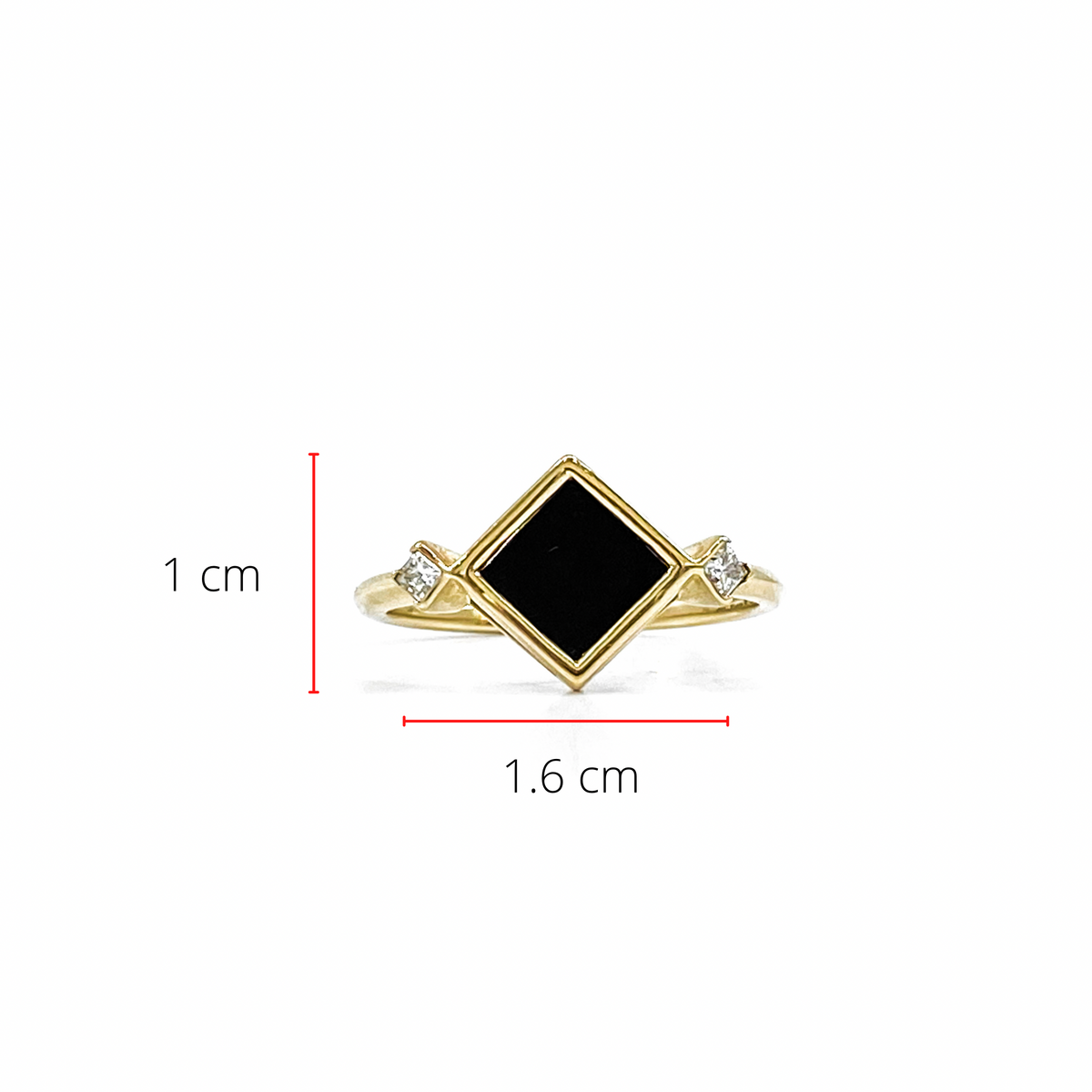 Anillo de oro amarillo de 10 quilates con ónix de 6 mm y diamantes canadienses de 0,084 quilates, tamaño 6,5
