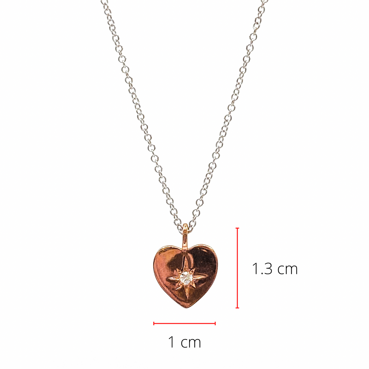Colgante en forma de corazón con diamantes canadienses de 0,027 quilates en oro blanco y rosa de 10 quilates, 18&quot;