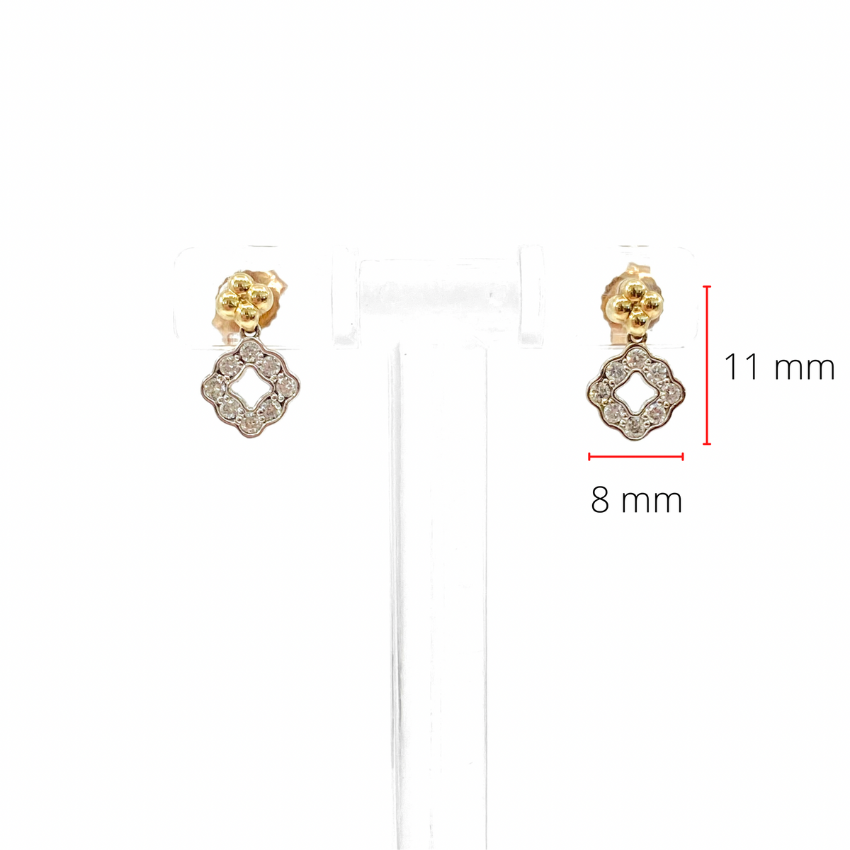 Pendientes colgantes/colgantes de diamantes de 0,25 quilates de oro blanco y amarillo de 10 quilates