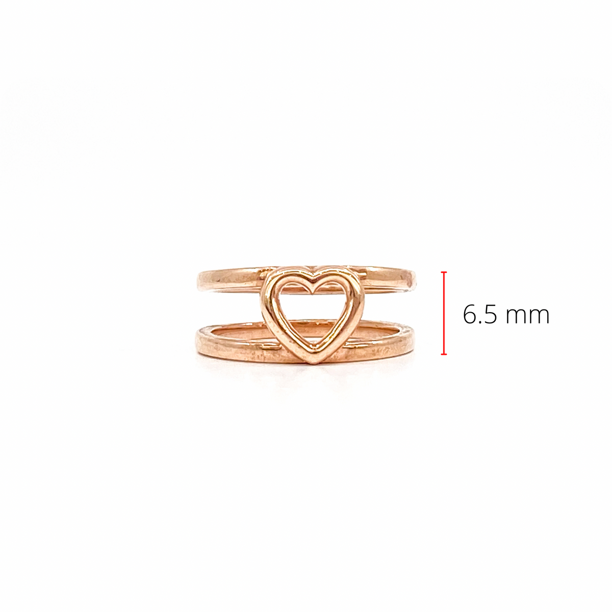 10K Rose Gold Heart Ring, size 6.5