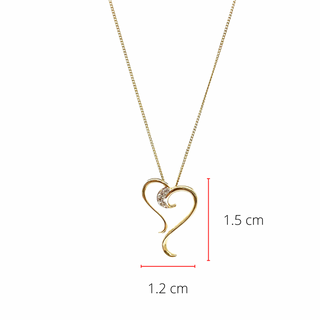 Colgante en forma de corazón con diamantes de 0,015 quilates en oro amarillo de 10 quilates, 18"