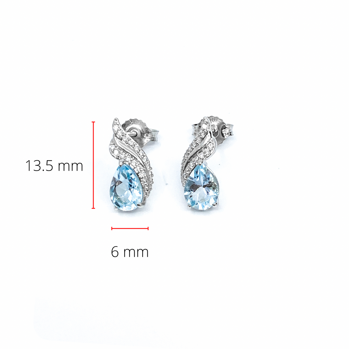 10K White Gold 2.00cttw Blue Topaz &amp; 0.12cttw Diamond Stud Earrings