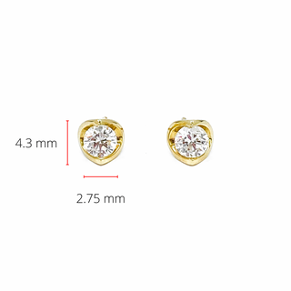 Aretes Meza Luna de oro amarillo de 14 quilates con diamantes canadienses de 0,12 quilates y cierres de rosca