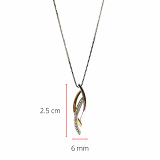 Collar de diamantes de 0,11 quilates en oro blanco y amarillo de 10 quilates, 18"