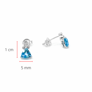 Pendientes de oro blanco de 10 quilates con topacio azul genuino de 1,20 quilates y diamantes de 0,017 quilates
