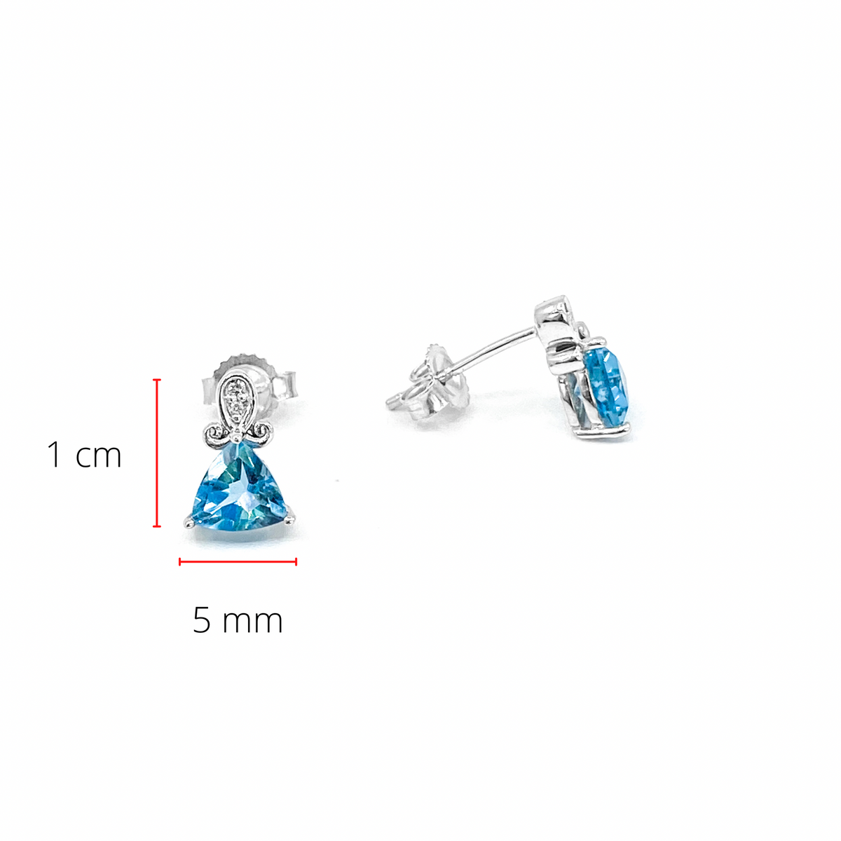 10K White Gold 1.20cttw Genuine Blue Topaz &amp; 0.017cttw Diamond Earrings