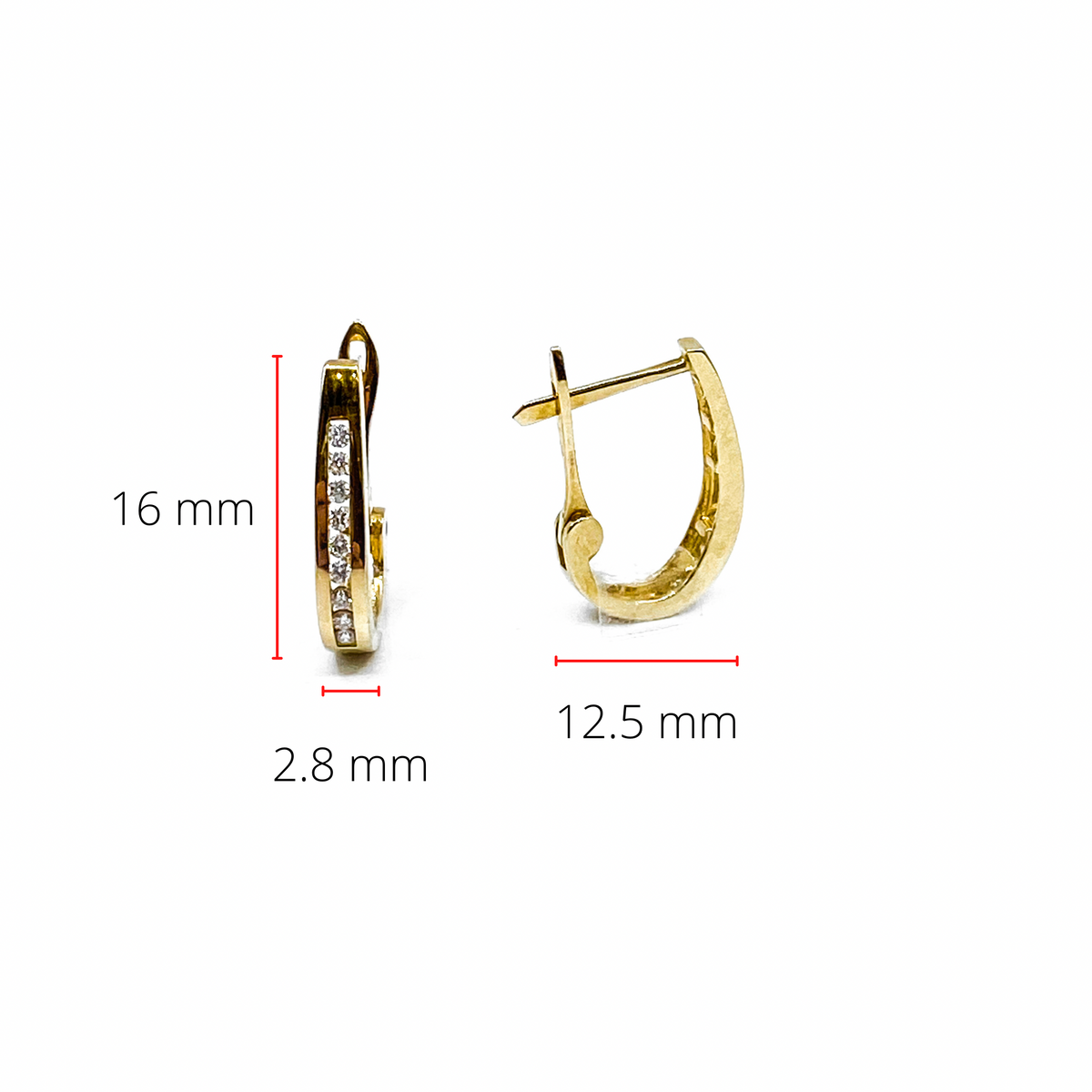 10K Yellow Gold 0.15cttw Diamond Hoop Earrings