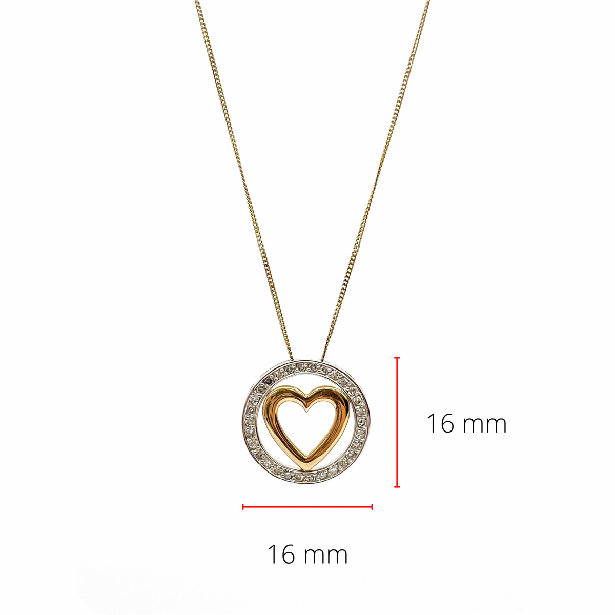 10K White and Yellow Gold 0.20cttw Diamond Heart Pendant, 18&quot;