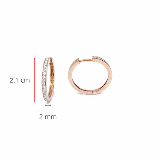 Pendientes tipo argolla con bisagras Huggie en oro rosa de 10 quilates con diamantes de 0,33 quilates