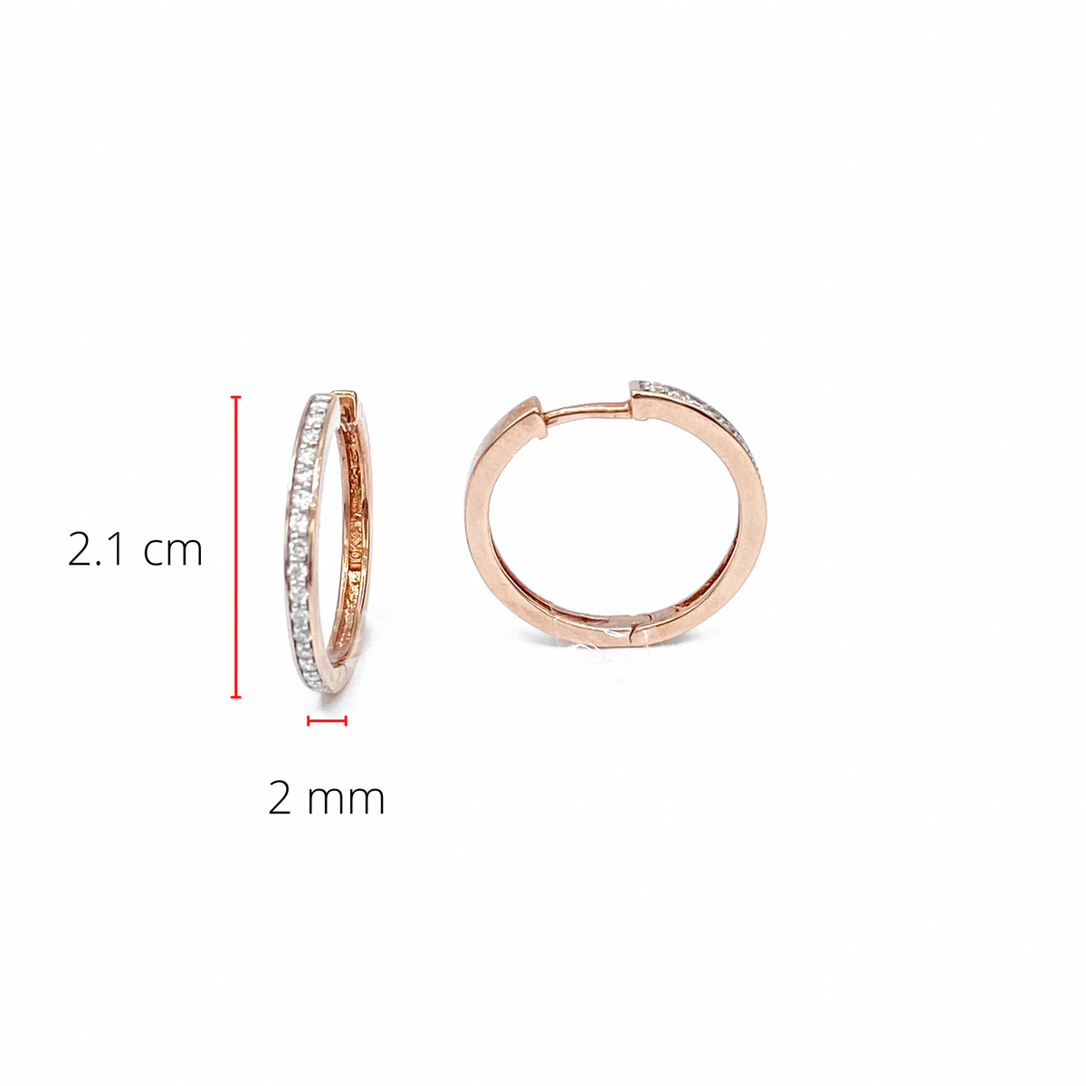 10K Rose Gold 0.33cttw Diamond Hoop Huggie Hinged Earrings