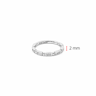 Anillo de diamantes de talla baguette de 0,30 quilates en oro blanco de 10 quilates, talla 6,5