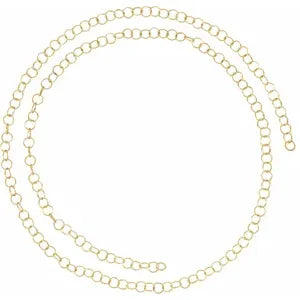 Cadena de cable redonda de oro amarillo de 14 quilates de 3,5 mm por pulgada - Pulsera / Collar / Tobillera Joyería permanente