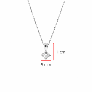 Colgante de diamante canadiense de talla princesa de 0,20 quilates en oro blanco de 14 quilates, 18"
