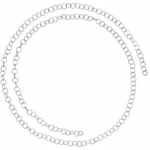 Cadena de cable redonda de oro blanco de 14 quilates de 3,5 mm por pulgada - Pulsera / Collar / Tobillera Joyería permanente