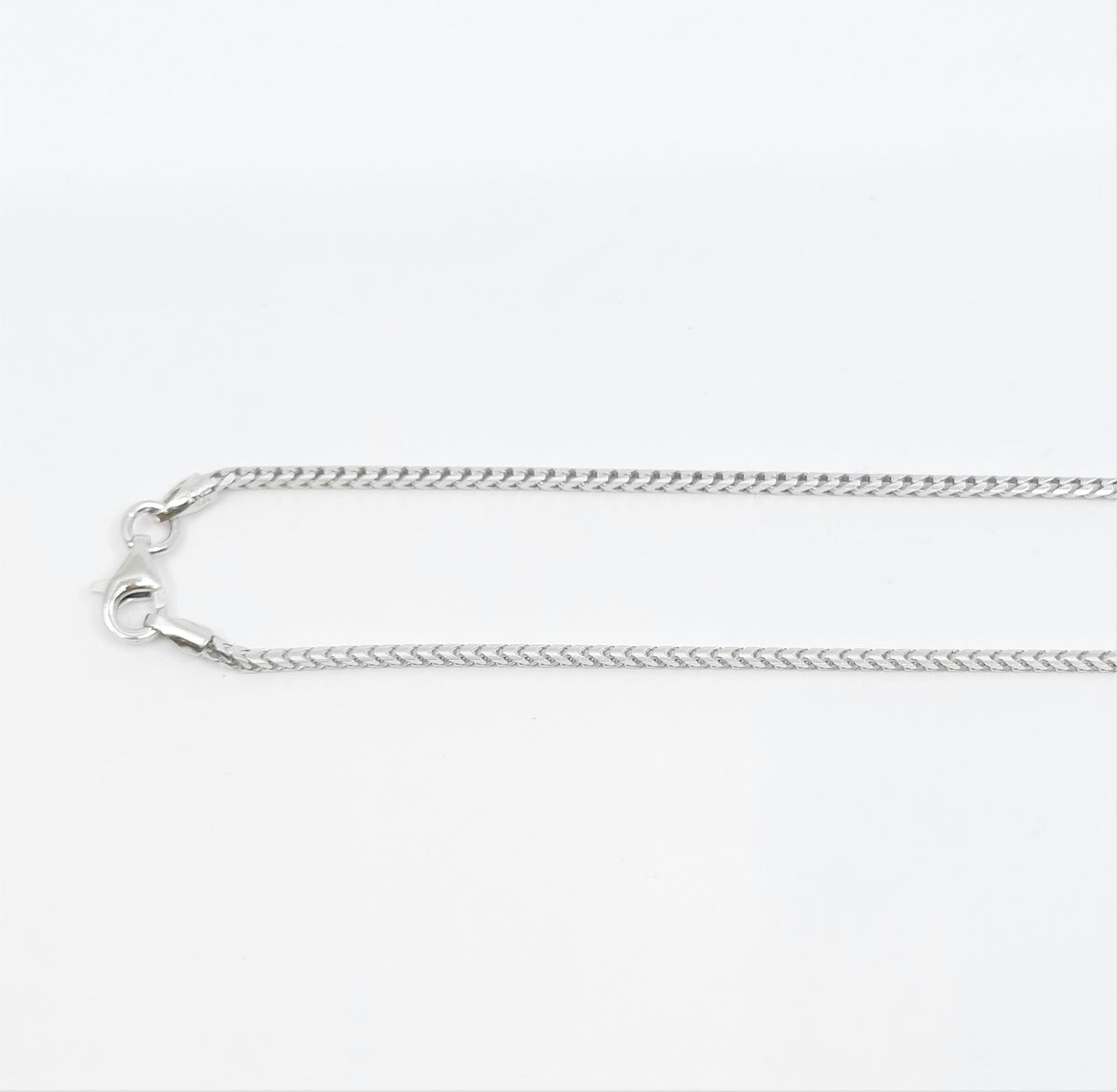 Cadena Franco chapada en rodio de 1,5 mm de plata de ley 925 con cierre de langosta - 18 pulgadas 