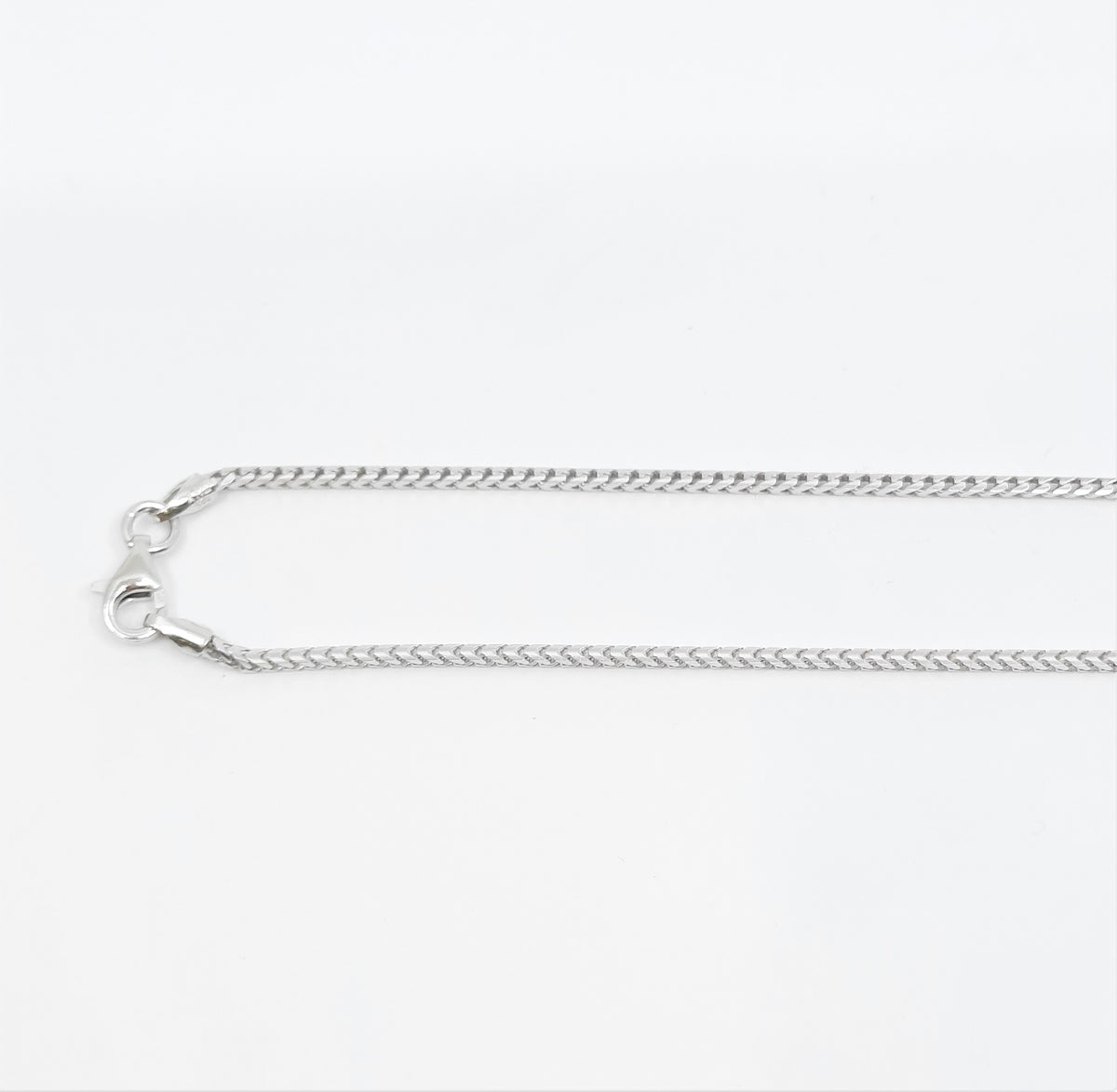 925 Sterling Silver 1.2mm Rhodium Plated Franco Chain with Lobster Clasp - 18 Inches