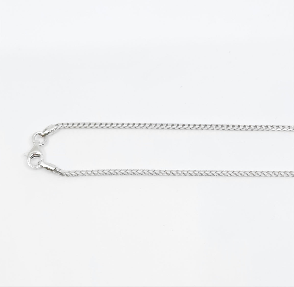 Cadena Franco chapada en rodio de 1,2 mm de plata de ley 925 con cierre de langosta - 16 pulgadas 