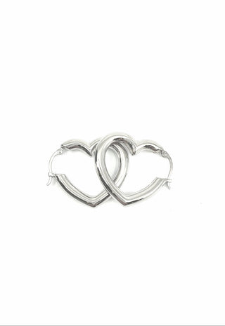 Pendientes huecos en forma de corazón de plata de ley 925 - 26X24 mm