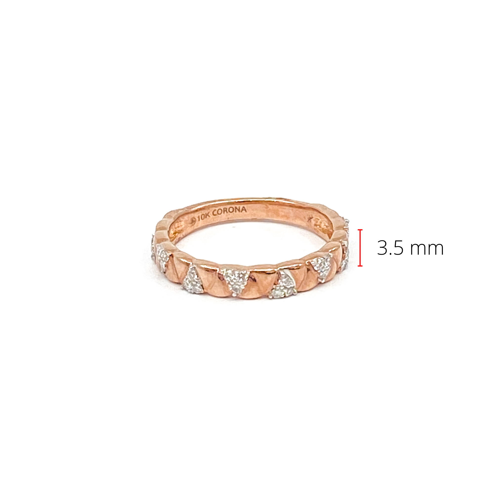 10K Rose Gold 0.19cttw Diamond Ring, size 6.5 - 4.5