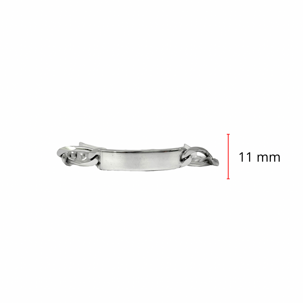 925 Sterling Silver 10.9mm Figaro I.D. Rhodium Plated Bracelet with Lobster Clasp - 9 Inches
