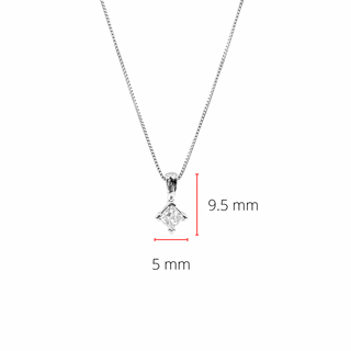 Colgante de diamante canadiense de talla princesa de 0,123 quilates en oro blanco de 10 quilates, 18"