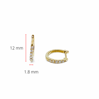 Aretes tipo argolla con bisagras y diamantes de 0,15 quilates en oro amarillo de 10 quilates
