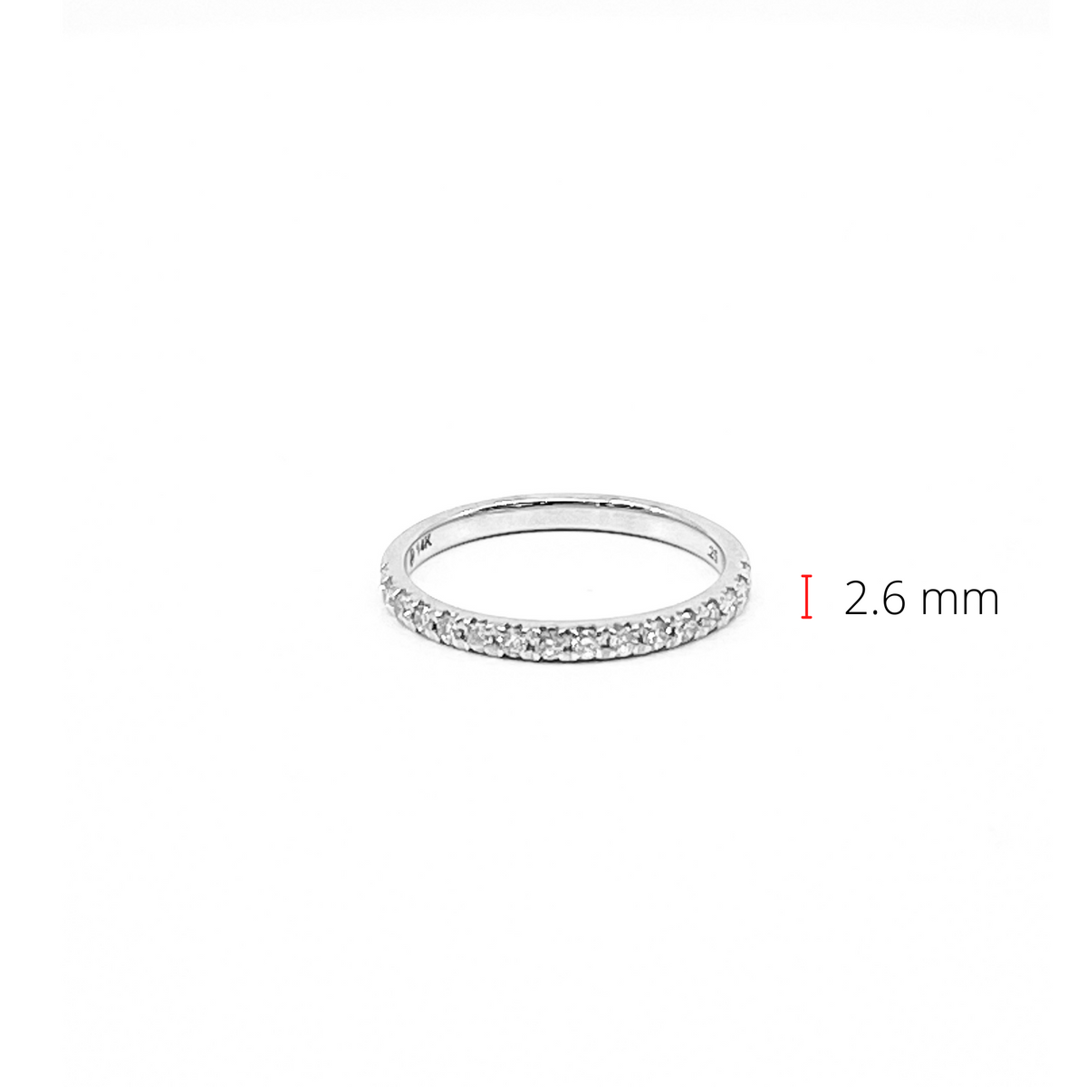 Anillo de oro blanco de 14 quilates con pavé de diamantes de 0,50 quilates, talla 7