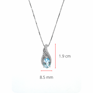 Colgante de oro blanco de 10 quilates, topacio azul de 1,40 quilates y diamante de 0,10 quilates, 18"